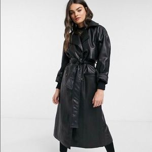 Faux Leather Trench with Belt